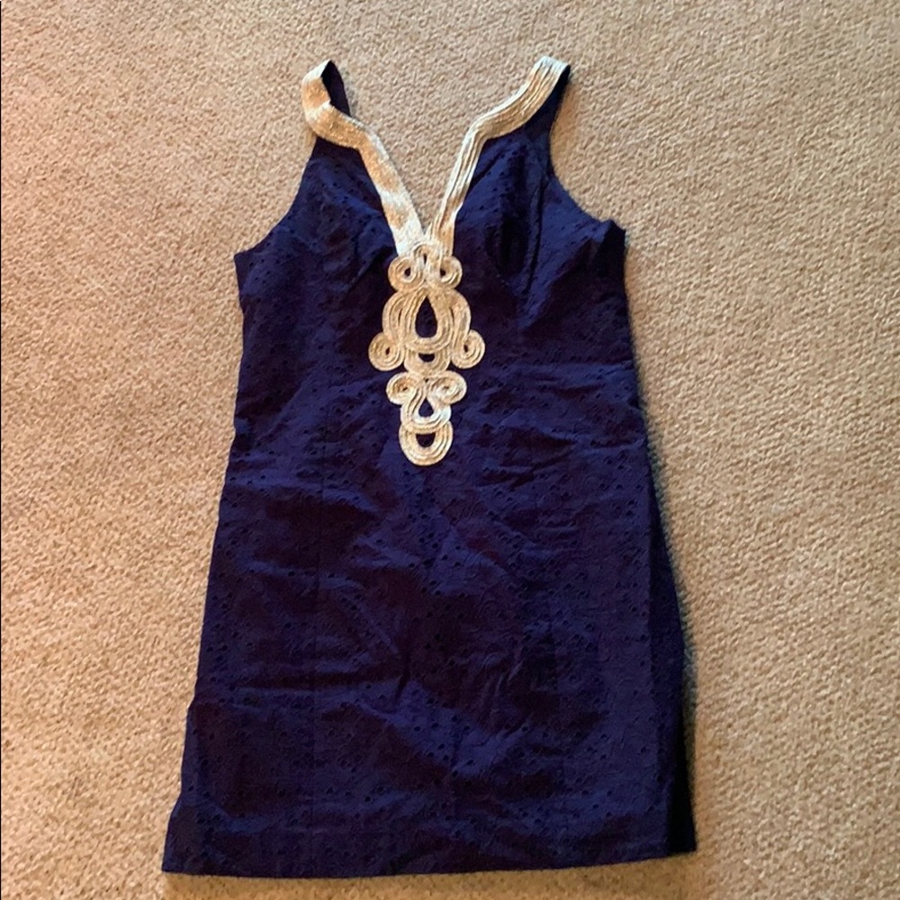 Lilly Pulitzer navy & gold dress size 6.